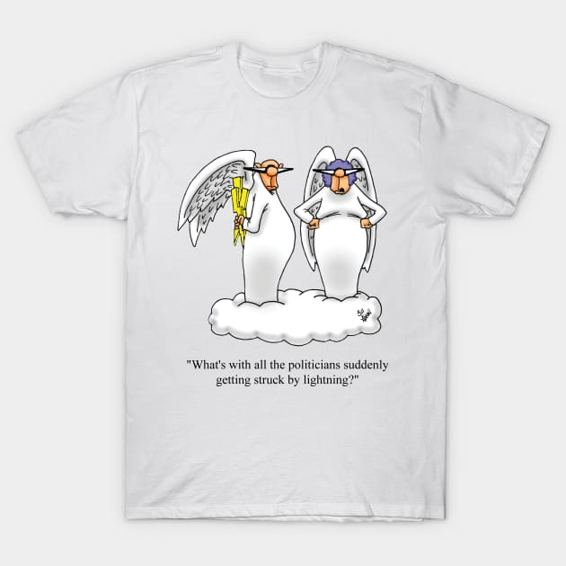 Funny Political Angel and Wife Cartoon Humor T-Shirt by abbottcartoons